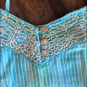 Banana Republic striped embroidered tank size M